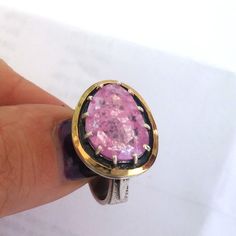 A beautiful sterling silver Ring from my collection. This ring is made of 925 sterling silver with Rose Ice Zircon inlaid in 9K Yellow gold frame. Large and glittery, it is sure to be noticed. Don't miss Labeled and stamped 925. This beauty will be sent to you with a gift box. (All stains, if are any, are due to camera). We would be more than happy to assist in any matter, please feel free to contact us. Material: Sterling Silver 925 9K Yellow Gold Thank you for looking. Please see my other item Pink Amethyst Ring In Sterling Silver For Anniversary, Fine Jewelry Pink Ring Stamped 925, Pink Amethyst Ring In Sterling Silver For Formal Occasions, Pink Fine Jewelry Ring Stamped 925, Pink Amethyst Ring In Sterling Silver As Gift, Pink Wedding Ring Stamped 925, Pink Sterling Silver Rings For Weddings, Handmade Pink Rings For Anniversary, Pink Ruby Ring In Sterling Silver