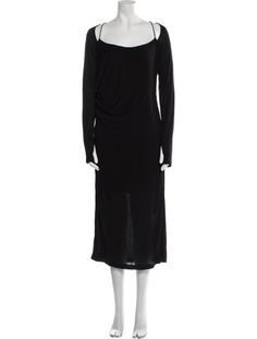 Helmut Lang Slip DressBlackLong Sleeve with Square NecklineDesigner Fit: Dresses by Helmut Lang typically fit true to size. Black Draped Midi Dress For Fall, Black Draped Dress For Fall, Vintage Holiday Dress, Coat Pant, Helmut Lang, Holiday Dresses, Sweater Accessories, Kids Design, Handbags On Sale