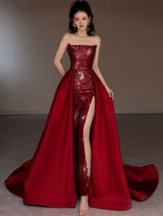 Size: S Red Old Hollywood Dress, Red Gala Dress Classy, Luxury Red Strapless Corset Dress, Glamorous Red Strapless Dress, Elegant Red Strapless Ball Gown, Luxury Chic Red Strapless Dress, Luxury Red Strapless Dress, Prom Dress Burgundy, Red Evening Gown