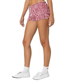 Edikted Gingham Scrunch Shorts Casual Gingham Bottoms With Relaxed Fit, Casual Gingham Relaxed Fit Bottoms, Trendy Gingham Shorts, Casual Gingham Bottoms With Elastic Waistband, Summer Gingham Bottoms For Loungewear, Gingham Bottoms For Summer Loungewear, Summer Gingham Loungewear Bottoms, Trendy Gingham Bottoms Short Length, Trendy Gingham Short Length Bottoms