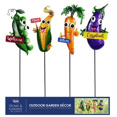 outdoor garden decor with funny vegetables on sticks for the home and garden decorationating contest