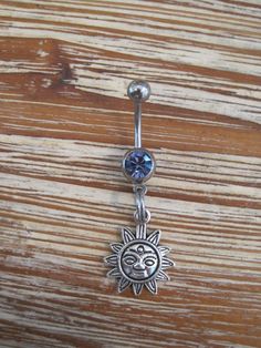 Belly Button Ring  Body Jewelry  Sun with Purple by BriellesJewels, $9.00 Adjustable Nickel-free Sterling Silver Belly Ring, Adjustable Nickel-free Stainless Steel Belly Rings, Adjustable Nickel-free Dangle Belly Rings, Adjustable Silver Celestial Belly Rings, Adjustable Hypoallergenic Silver Belly Rings, Adjustable Celestial Silver Belly Rings, Industrial Piercing Jewelry, Bellybutton Piercings, Belly Piercing Jewelry