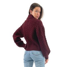 Rich burgundy turtleneck featuring cable knit detailing. Soft & cozy True to size Imported Trendy High Neck Cable Knit Sweater, Fall Cable Knit Turtleneck, Trendy Cable Knit Turtleneck Sweater, Casual Cable Knit Turtleneck With Funnel Neck, Winter Cable Knit Turtleneck, Casual Solid Color Cable Knit Turtleneck, Casual Solid Cable Knit Turtleneck, Casual Cable Knit Funnel Neck Sweater, Casual High Neck Cable Knit Sweater