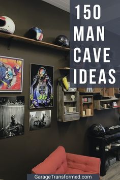 150 Man Cave Ideas for Your Garage or Basement Sports Themed Man Cave Ideas, How To Display Memorabilia, Sports Man Cave Ideas Basement, Nerd Man Cave, Man Cave Ideas Room Small Gaming, Small Man Cave Ideas On A Budget, Garage Fridge Ideas, Minimalist Man Cave, Displaying Memorabilia