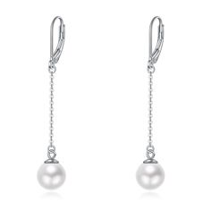 PRICES MAY VARY. Dainty pearl drop earrings for women girls daily wear,Classic pearl dangle earrings design,elegant and beautiful gift for any occasion. Simulated shell pearls beads are lab created,dangle earrings with leverback are made of high quality 925 sterling silver and well-constructed,easy to put on and take off,skin friendly. Silver hanging pearl earrings,white pearls:8mm(0.31''),Total length:48mm(1.89''),weight:2.7g/pair,A pair of light weight earrings. It is believed that pearl earri Pearl Hanging Earrings, Silver Pearl Drop Earrings, Friends Women, Classic Pearl Earrings, Gifts For Female Friends, Pearl Jewelry Gift, Pearl Dangle Earrings, Earrings Design, Earrings Pearl