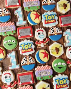 Disney 1st Birthday Boy Up, Toy Story Food Ideas Birthday Parties, Toy Story Cookies 1st Birthday, Toy Story 2 Cookies, Toy Story Cookies Decorated, Toy Story Decorated Cookies, Toy Story Cookies 3rd Birthday, Toy Story Cookies Decorated 3rd Birthday, Toy Story Cookies