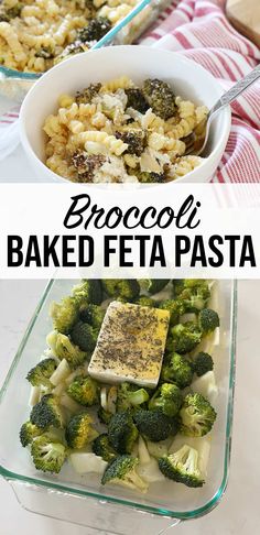 broccoli baked feta pasta in a casserole dish