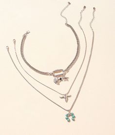 "Boutique By BKE Western Charm Statement Necklace - Silver 20-25;14-19, Women's Silverturquoise Multi charm necklace length measures 18" Steer charm necklace length measures 20" Turquoise charm necklace length measures 22". Apparel & Access" Silver Turquoise Necklace For Western-themed Events, Western Style Nickel-free Turquoise Necklace, Cheap Bohemian Silver-toned Turquoise Necklace, Turquoise Dangle Nickel-free Necklace, Turquoise Charm, Nickel-free Bohemian Dangle Turquoise Necklace, Silver Necklace Statement, Boutique Jewelry, Silver Turquoise