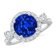 an oval blue sapphire and diamond ring