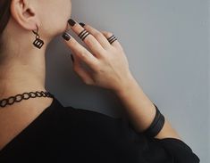 Matt Black Three Lines Band Ring Jet Black Knuckle Ring - Etsy Trendy Black Midi Rings For Gift, Trendy Black Midi Rings As Gift, Modern Black Rings For Party, Modern Black Party Rings, Black Open Ring Jewelry, Minimalist Black Metal Rings, Trendy Black Open Ring Jewelry, Elegant Black Metal Midi Rings, Trendy Black Open Ring