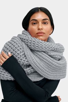 Meet London, our beloved oversized chunky infinity scarf—a staple accessory you need for any chilly day. So cozy and soft, made of French merino-based soft yarn that gives London a luxury feel similar to cashmere and silk. It can be worn as just an infinity scarf or as a head covering at the same time. | Available in one size. Laid flat, the scarf measures 29" (74 cm) x 19" (48 cm), which is half of the loop. French Merino Wool Blend (20% Merino Wool, 80% Acrylic).Dry clean for best results, or Chunky Infinity Scarves, Scarf Accessories, Loop Scarf, Winter Clothing, Scarf Jewelry, The A Team, The Loop, Head Covering, Wool Scarf