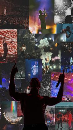 a man standing in front of a collage of images