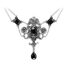 A pewter baroque-styled sculpted cartouche, flanked by matching stone sets and finished with a crystal dropper. All set with black cut Swarovski crystals Made of dense quality pewter High definition detail and work Made to last a lifetime with proper care Great for special occasions or everyday wear Night Necklace, Queen Of The Night, Alchemy Gothic, Onyx Crystal, Pewter Pendant, Neck Jewellery, Baroque Fashion, Fantasy Jewelry, Gothic Jewelry