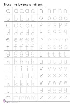 trace the lowercase letters worksheet for kids to practice their handwriting and writing skills