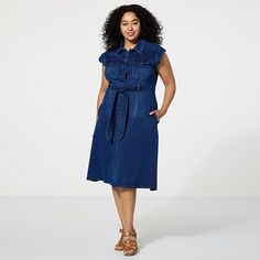 DG2 by Diane Gilman Super Stretch Knit Denim Shirtdress   For a sleek and stylish wardrobe staple that can take you from the work-week to the weekend, add this flattering belted denim shirtdress to your weekly rotation. Pair it with a blazer and heels, bomber jacket and tennies, or just a pair of flip flops for a versatile look all year through. Belted Denim Dress With Short Sleeves For Work, Fitted Medium Wash Shirt Dress For Work, Chic Medium Wash Denim Dress For Workwear, Chic Medium Wash Denim Dress For Work, Spring Denim Blue Shirt Dress For Work, Casual Business Casual Shirt Dress For Spring, Chic Denim Blue Shirt Dress For Work, Medium Wash Cotton Shirt Dress For Work, Cotton Medium Wash Shirt Dress For Work