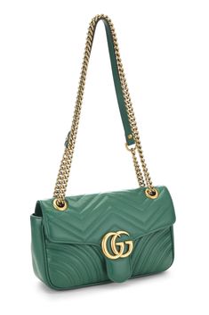 Brand: GucciColor: GreenFeatures: Pre-Loved Condition: Excellent; Faint pilling to interior microfiber lining Length: 10" (25 cm), Height: 6" (15 cm), Depth: 2.5" (6 cm), Strap Drop: 12" (30 cm) Made in Italy Adjustable Chain Link Shoulder Straps Push-lock Closure EAN: 0198347566447Package Dimensions: 10.0 x 6.0 x 2.5 inches Trending Designer Bags, Gg Marmont Matelassé Mini Bag, Green Shoulder Bag, Bag Boutique, Gucci Marmont, Gucci Gg Marmont, Gg Marmont, Luxury Bag, Cow Boy