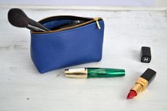 LEATHER POUCH, Royal Blue Leather Clutch, Blue Leather Toiletry Bag, Small Leather Bag,  Leather Mak Blue Shoulder Bag With Zipper Pouch As Gift, Blue Pouch Wallet, Blue Travel Pouch Coin Purse, Blue Pouch Wallet For Personal Use, Blue Pouch Wallet With Zipper, Blue Rectangular Coin Purse With Removable Pouch, Blue Wallets With Zipper Pouch, Blue Wallet With Zipper Pouch, Everyday Blue Pouch With Zipper