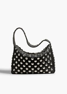 Elena Bag in Black Leather with Studs – KHAITE Snap Bag, Studded Bag, Studded Leather, Small Shoulder Bag, Small Handbags, Leather Top, Calf Leather, Leather Shoulder Bag, Calf Skin