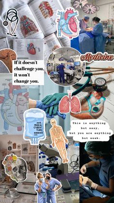 the collage shows images of doctors and medical equipment