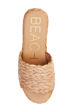 Give your warm-weather looks a boost with this summery sandal boasting a raffia top strap, wedge heel and platform. 3" heel; 1 3/4" platform Raffia upper/synthetic lining and sole Imported Natural Wedge Sandals With Woven Sole For Summer, Natural Color Wedge Sandals With Woven Sole For Summer, Summer Espadrille Heels For Beach Season, Natural Color Wedge Sandals For Summer, Straw Platform Heels For Beach Season, Espadrille Summer Heels For Beach Season, Natural Espadrille Wedge Sandals For The Beach, Summer Espadrille Wedge Sandals In Natural Color, Natural Espadrille Wedge Sandals For Summer