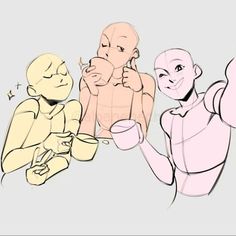 3 Friends Base Drawing, Duo Base Reference, Character Dynamics Trio, Squad Drawing Reference, 3 People Body Base, Trio Bases Drawing, Team Pose Reference, Two Person Base Friends, Drawing Template 2 People