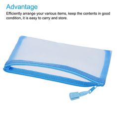 This zipper mesh pouch is suitable for office, education, stationery, home, travel, storage of small items, cosmetics, paper, pencils, documents, tickets, envelopes, crafts, letters, brochures, cards, and more. It helps you to organize various items efficiently and accurately, and packs with different quantities to meet your daily needs. You can open the zipper pouch, and put the items you need to organize and store into the bag, then close it. Before placing the order, please confirm the size. Blue Pencil Organizers For School, Blue Functional Pencil Case For Personal Use, Functional Blue Pencil Case For Personal Use, Functional Blue Cosmetic Bag For Organization, Portable Blue Organizers For School, Blue Rectangular Organizers With Pen Slots, Blue School Organizer With Pen Slots, Rectangular Blue Pencil Case With Zipper, Blue School Organizers With Pen Slots