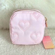 Stoney Clover Lane X Target Quilted Hearts Mini Square Pouch - Nwt Mini Square Pouch Is Great For Variety Of Uses Light Pink Pouch With Quilted Hearts Allover Gold-Finish Zipper Keeps Your Items Secure And Adds A Touch Of Shine Item Is Customizable With Patches 5.25 Inches (H) X 5 Inches (W) X 2.25 Inches (D) From Smoke-Free And Pet-Free Home Trendy Pink Pouch For Everyday Use, Trendy Pink Pouch As Gift, Trendy Pink Pouch For Gift, Feminine Pink Pouch For Everyday Use, Trendy Pink Everyday Pouch, Trendy Pink Pouch With Removable Section, Feminine Pink Travel Pouch, Pink Feminine Travel Pouch, Pink Heart Print Bag Perfect For Gifts