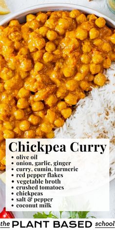 You'll love the bold, fragrant, and warm spices with tender, nutty chickpeas hugged by a creamy, slightly sweet, and luscious tomato and coconut milk sauce. Curry Freezer Meal, Coconut Milk Sauce, Creamy Chickpea, Healthy Curry Recipe, Plant Based School, Turmeric Recipes