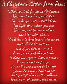 a christmas letter from jesus with red background