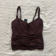 Brand New Brown Ruched Going Out Top, Slightly Cropped Very Flattering Perfect Condition Sleeveless Ruched Top For Date Night, Summer Ruched Top For Date Night, Ruched Top For Date Night In Summer, Casual Ruched Top For Date Night, Grunge Witch, Flowy Crop Top, Boho Crop Tops, Satin Crop Top, Cropped Long Sleeve Top