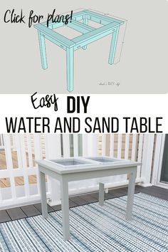 an easy diy water and sand table is shown with text overlaying it