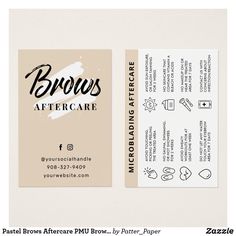 Eyebrow Aftercare Card, Pmu Room, Pmu Logo, Brow Salon Ideas, Pmu Studio Ideas, Brow Studio Ideas, Pmu Aftercare, Microblading Eyebrows Training, Brow Salon