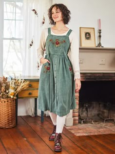 Charlie Pinafore Dress Pioneer Outfits For Women, Pinafores For Women, April Cornell Dresses, Cottagecore Pinafore, Pinafore Dress Outfit, Plus Size Nighties, Mennonite Dress, Dresses Professional, Pinafore Dress Pattern