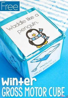 a free printable winter gross motor cube game for kids