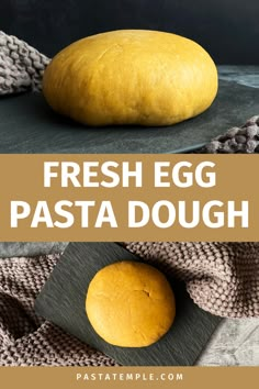 fresh egg pasta dough sitting on top of a cutting board