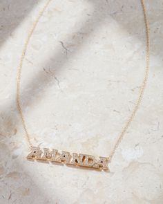 Our very first personalized pave necklace is here- Meet the Luv Aj Fine Pave Nameplate Necklace. Available in Sterling Silver or 14K Gold, this classic piece is perfect to customize for yourself or a gift for a friend. This necklace is available in two fonts to really make it your own xx Nameplate Necklace Gold, A Gift For A Friend, Personalised Jewellery Necklaces, Pave Necklace, Luv Aj, Nameplate Necklace, Gift For A Friend, Diamond Shop, Fine Jewels