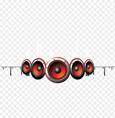 three speakers on a white background with red and black speaker, hd png clipart