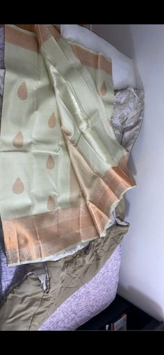 Beautiful pastel green saree with rose gold borders. Brand new, never worn before Elegant Gold Traditional Wear, Silk Mark Certified, Elegant Gold Traditional Wear With Silk Mark, Elegant Traditional Wear In Pista Green With Self Design, Elegant Pista Green Traditional Wear With Self Design, Elegant Green Saree For Celebrations, Elegant Pista Green Dupatta With Zari Weaving, Elegant Pista Green Katan Silk Traditional Wear, Elegant Green Saree For Puja, Elegant Pista Green Katan Silk Dupatta