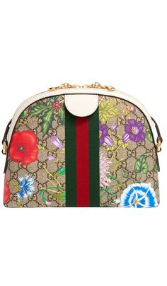 Crafted from canvas, this beige and ebony piece is decorated with an all-over GG Supreme and multicoloured Flora print and detailed with the brand's signature green and red Web to the front.GG Supreme canvasLeather trimAll-over floral printSignature Web-stripe trimAdjustable shoulder strapTwo-way zip fasteningMain compartmentInternal slip pocketComposition: Canvas, LeatherShoulder Strap Drop Length:15.7"/44cmProduct Height:7.4"/19cmProduct Width: 9.2"/25cmProduct Depth: 3.1"/8cmMade in Italy Dome Bag, Flora Print, Strap Top, Canvas Leather, White Bag, Small Bags, White Leather, Leather Trims, Leather Straps