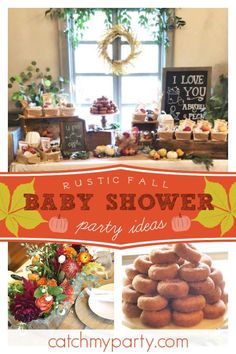 a baby shower party with lots of food and decorations