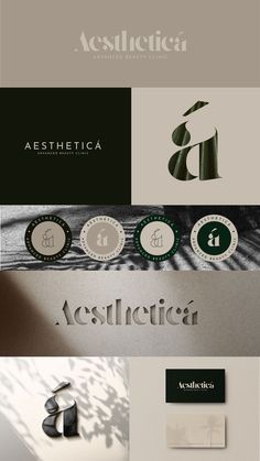 the logo for aesthetica is shown in black and white