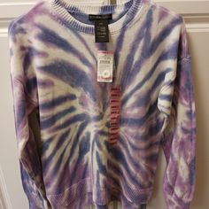 Ladies Design History Long Sleeve Tie Dye Sweater. Lavender Combo Color. Nwt. Size S. Comes From Smoke Free Home. Tie Dye Spiral, Ladies Design, Knit Poncho Sweater, Anthropologie Style, Tie Dye Sweater, Woven Sweater, Tie And Dye, Round Neck Sweaters, Design History