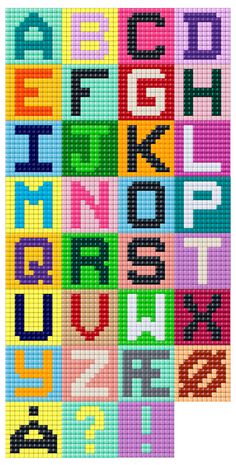 a cross stitch pattern with letters and numbers