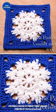 crocheted snowflake pattern on the left and right side of this square