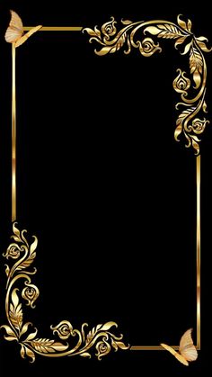 an ornate gold frame on a black background