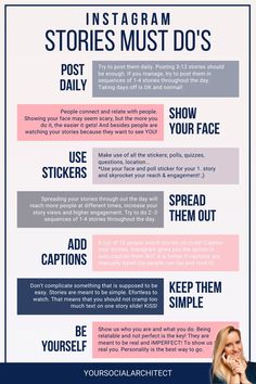 a poster with the words instagramm stories must do's and how to use them