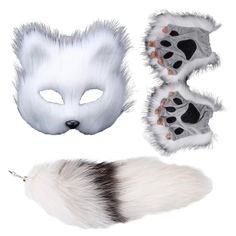 PRICES MAY VARY. Elastic closure Dry Clean Only Material: Real fox tail with same toned therian paws and mask, very good combination in therian costume or fox costume. Size and Color: About 17'' length of the fox tail, maybe shorter or longer. The color of the wolf or fox costume is match colored. Some color of the fox tail is natural color not dyeing color. Occasion: This therian cotumes can be weared on some specail holidays: thirday, halloween, Christmas or partys. The therian mask is made as Artic Fox Therian Mask, Therian Paws, Wolf Masks, Cat Paw Drawing, Dnd Cosplay, Therian Ideas, Mask Wolf, Wolf Ears And Tail, Therian Gear