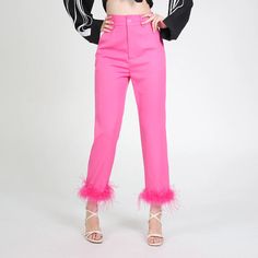 44511147884766|44511147917534|44511147950302 Pink High Waist Non-stretch Pants, Non-stretch High Waist Pink Pants, High Waist Non-stretch Pink Pants, Pink Straight Pants For Party, Pink Non-stretch Bottoms For Fall, Non-stretch Pink Bottoms For Fall, High Waist Pink Bottoms For Spring, High-waist Pink Bottoms For Spring, Pink Trousers For Party