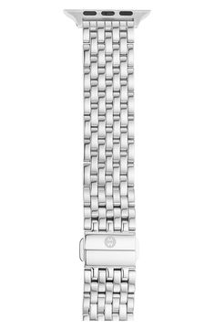 Classic and elegant, this band gives glossy shine to your Apple Watch thanks to its microlinks in highly polished stainless steel. Style Name:Michele Apple Watch Bracelet. Style Number: 6211231. Classic Stainless Steel Bracelet Strap Watch Bands, Classic Stainless Steel Bracelet Watch Band, Silver Stainless Steel Apple Watch Band With Polished Finish, Modern Stainless Steel Watch Bands With Polished Finish, Silver Polished Stainless Steel Apple Watch Band, Classic Stainless Steel Apple Watch Band With Bracelet Strap, Modern Silver Jubilee Bracelet Watch Band, Modern Silver Apple Watch Band For Formal Occasions, Modern Stainless Steel Apple Watch Band For Formal Occasions