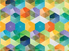 an abstract colorful background with many different colors and shapes, including squares or hexagonals